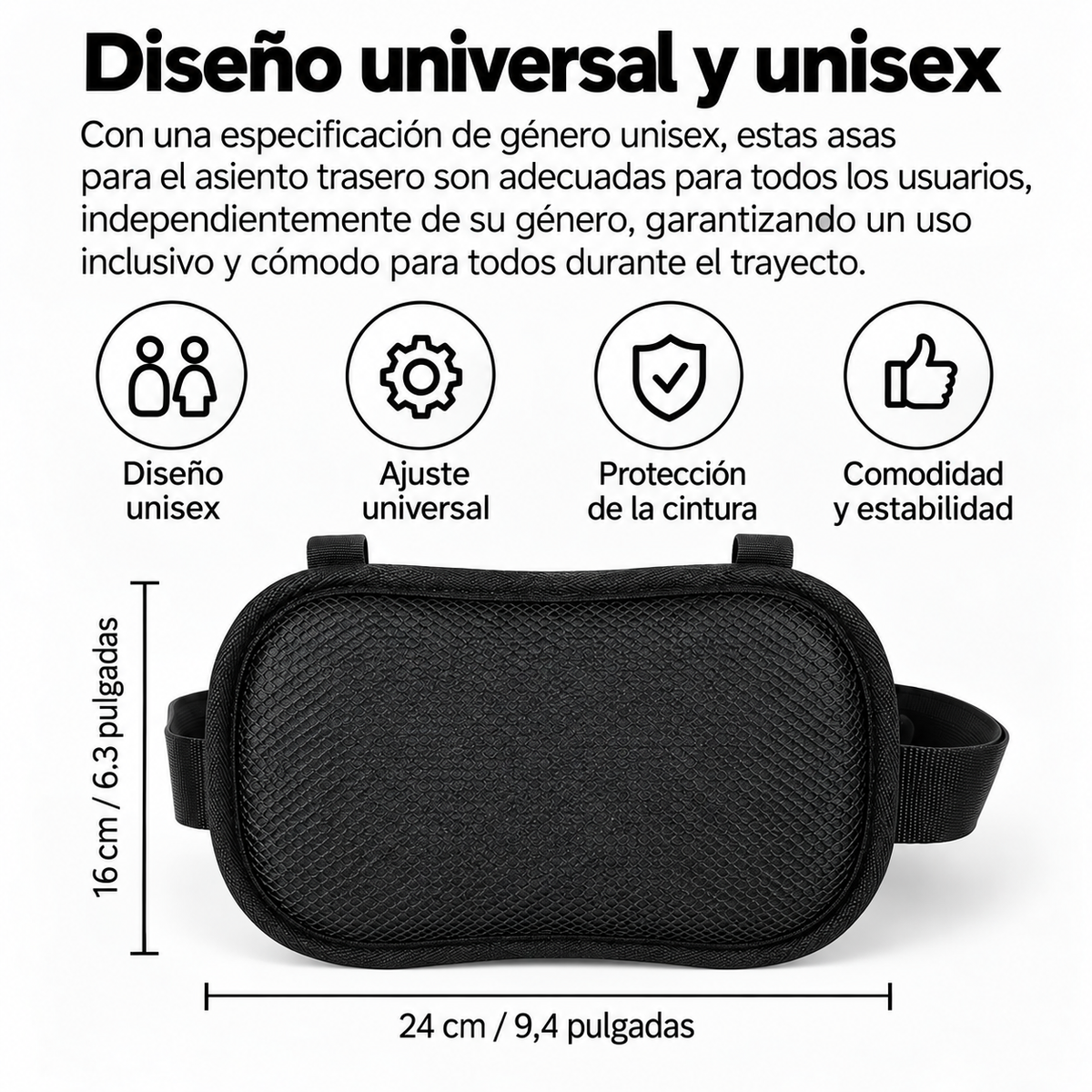 Cinturón de agarre para moto con asas